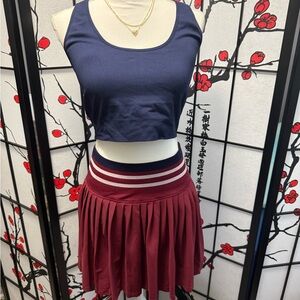 Elegant Burgundy Pleated Skirt